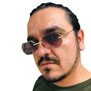 Men Sunglasses Brown Lens Frameless Hip Hop Street‎ Trendy Style Classic Retro